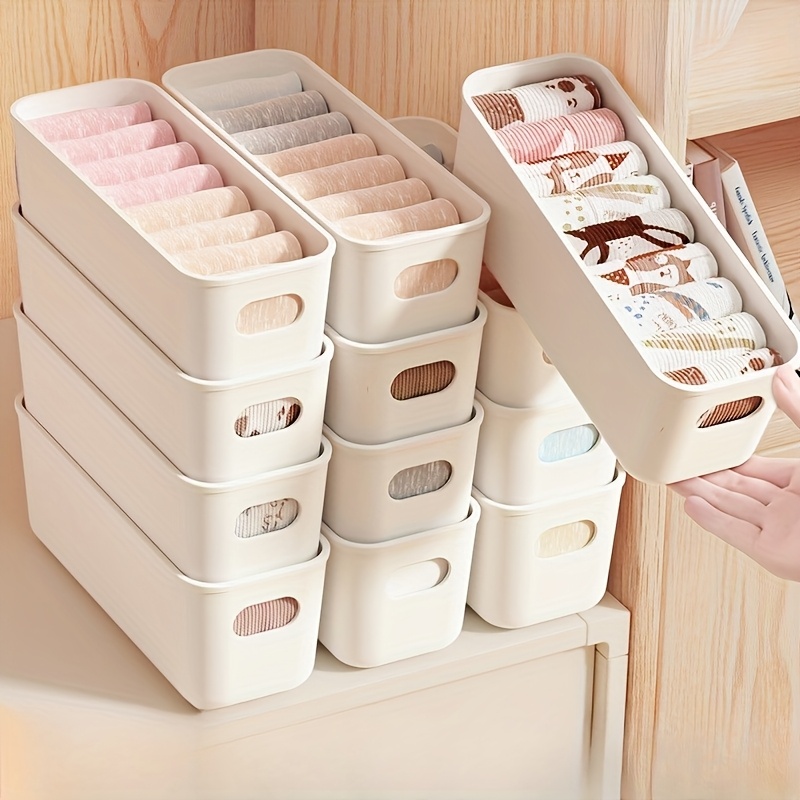 4pcs White Plastic Storage Box - Baby Clothes Organiser recension och pris