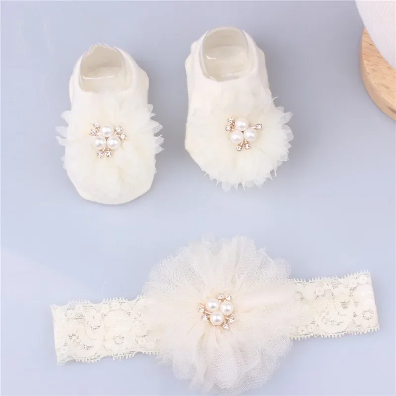 Lovely Pearl Bows Baby Headban - Toddler Sock Set recension och pris