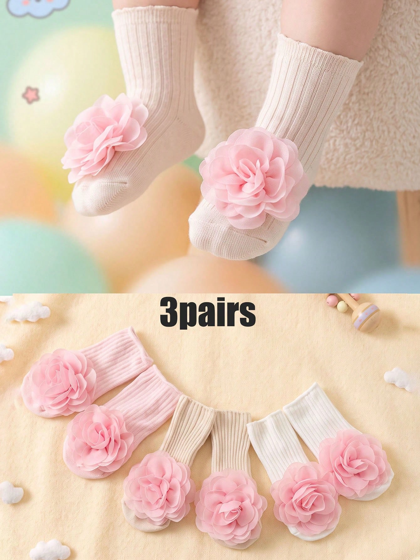 3Pairs 3‑24M Kids Floral Mid C - Toddler Sock Set recension och pris